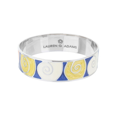 Signature Swirl Slip-On Bangle by Lauren G Adams in silver-tone swirls of blue and yellow on Tampa Home & Garden Store