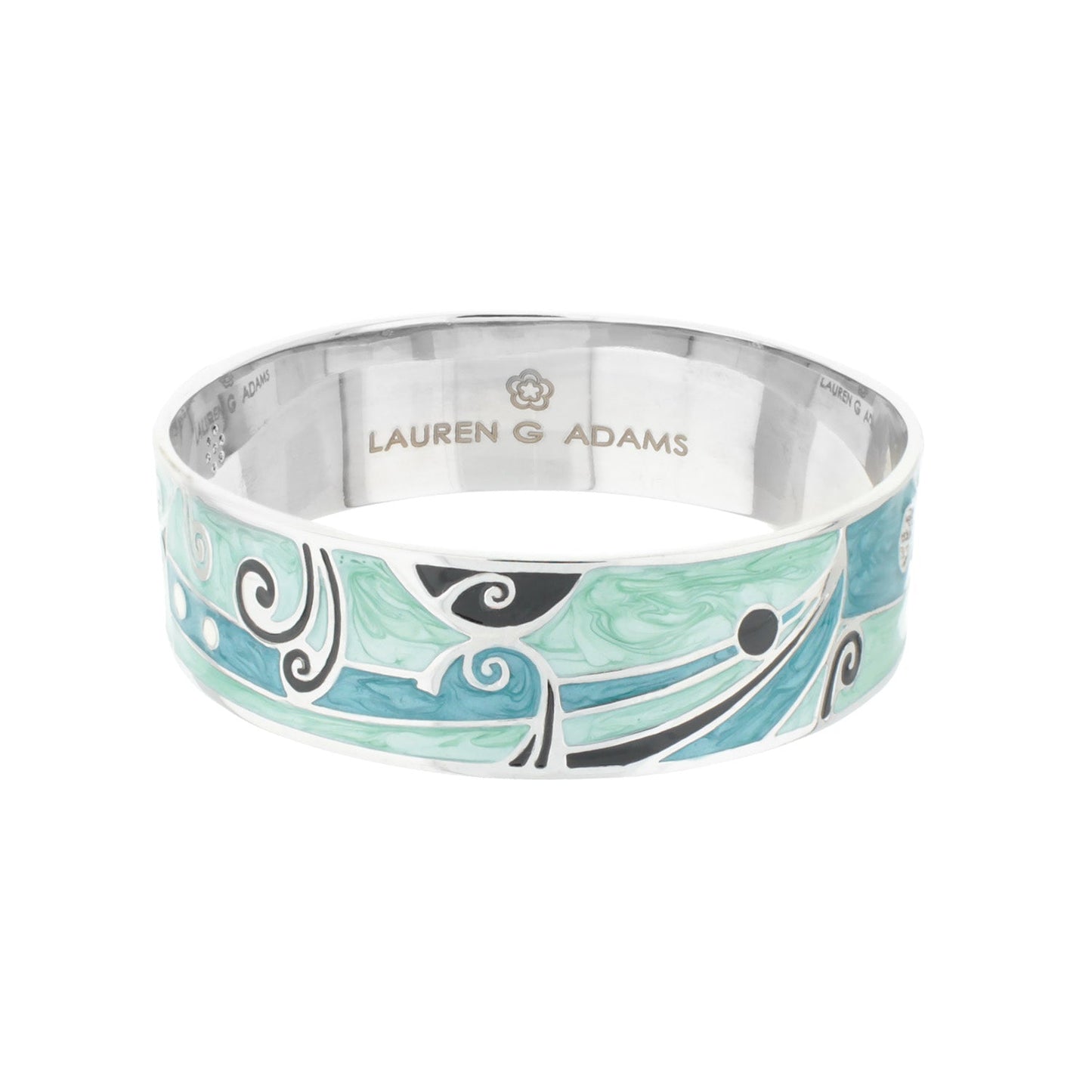 Modern Art Rhodium and Cubic Zirconia Bangle