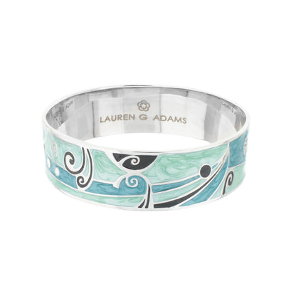 Modern Art Rhodium and Cubic Zirconia Bangle