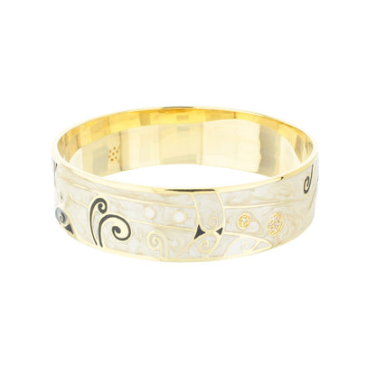Modern Art Rhodium and Cubic Zirconia Bangle