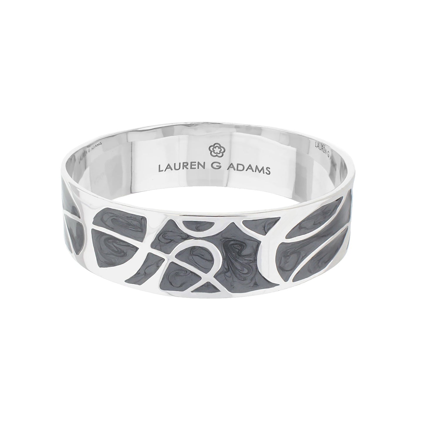 Slip-on Bold Splash Bangle bracelet by Lauren G Adams, silver-tone with dark enamel mosaic on Tampa Home & Garden Store