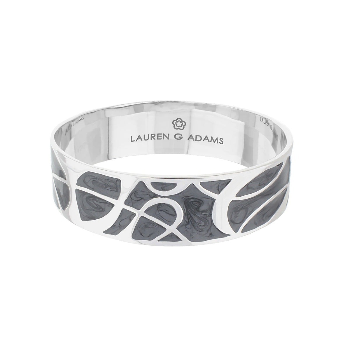 Slip-on Bold Splash Bangle bracelet by Lauren G Adams, silver-tone with dark enamel mosaic on Tampa Home & Garden Store