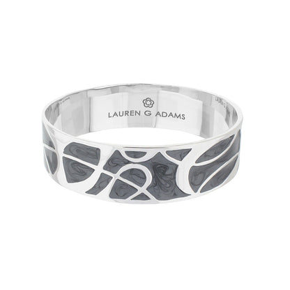 Slip-on Bold Splash Bangle bracelet by Lauren G Adams, silver-tone with dark enamel mosaic on Tampa Home & Garden Store