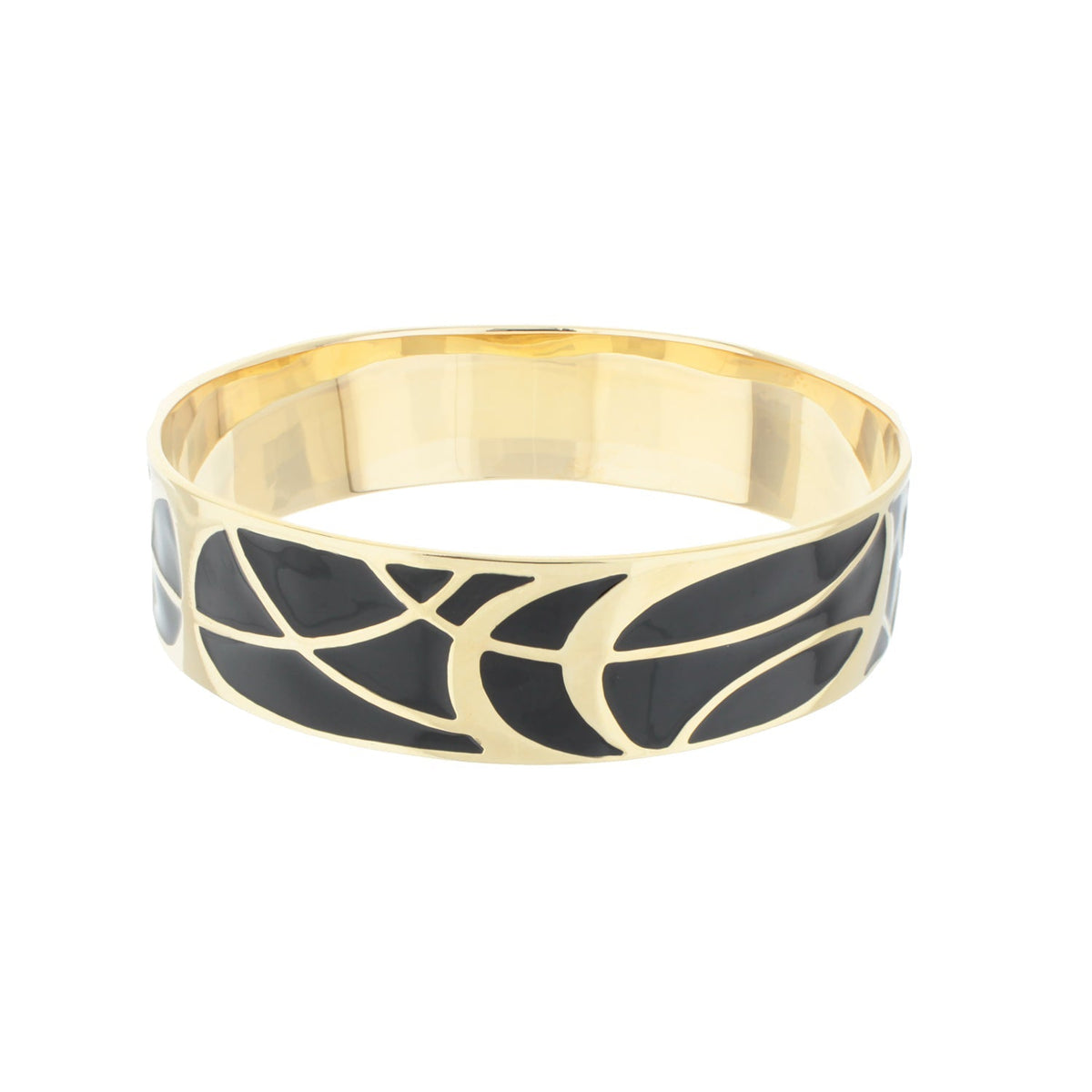 Bold Splash Bangle gold-tone bracelet with black enamel geometric pattern Lauren G Adams on Tampa Home & Garden Store