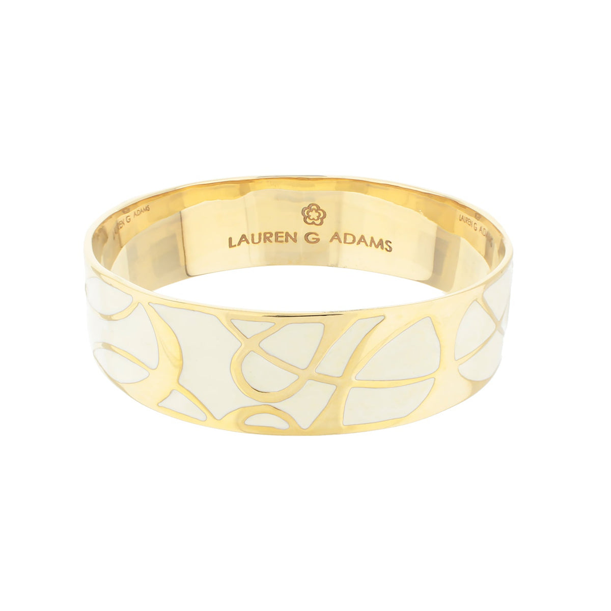 Bold Splash Bangle by Lauren G Adams, gold-tone bracelet with white enamel splash on Tampa Home & Garden Store