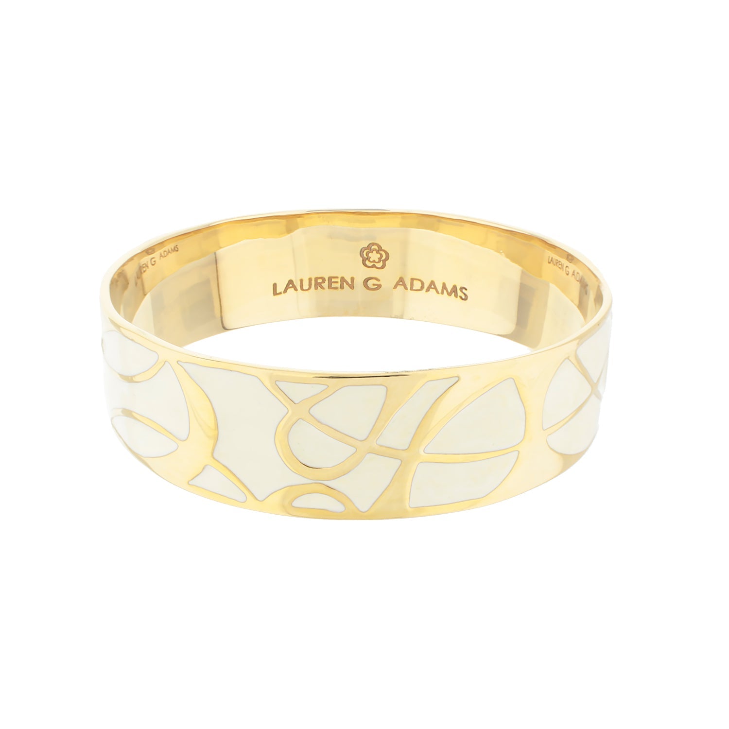 Bold Splash Bangle by Lauren G Adams, gold-tone bracelet with white enamel splash on Tampa Home & Garden Store