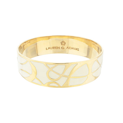 Bold Splash Bangle by Lauren G Adams, gold-tone bracelet with white enamel splash on Tampa Home & Garden Store