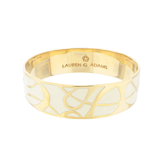 Bold Splash Bangle by Lauren G Adams, gold-tone bracelet with white enamel splash on Tampa Home & Garden Store