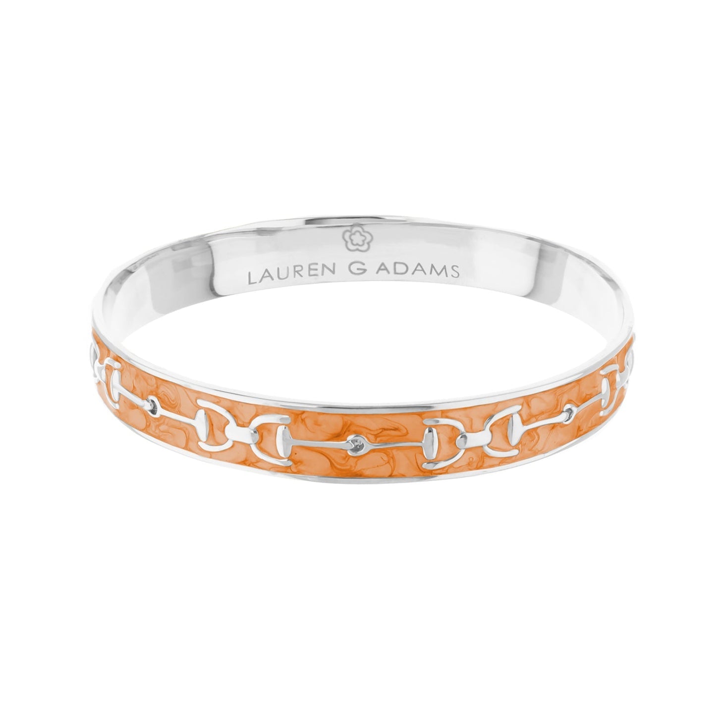 Equestrian stirrup bangle with champagne enamel center and silver chain accents by Lauren G Adams on Tampa Home & Garden Store