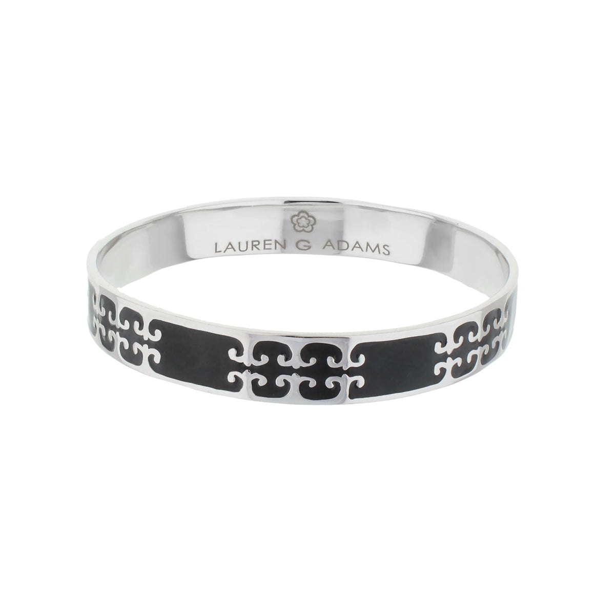 Gothic Love Slip-On Bangle with black enamel and silver scrolls by Lauren G Adams on Tampa Home & Garden Store