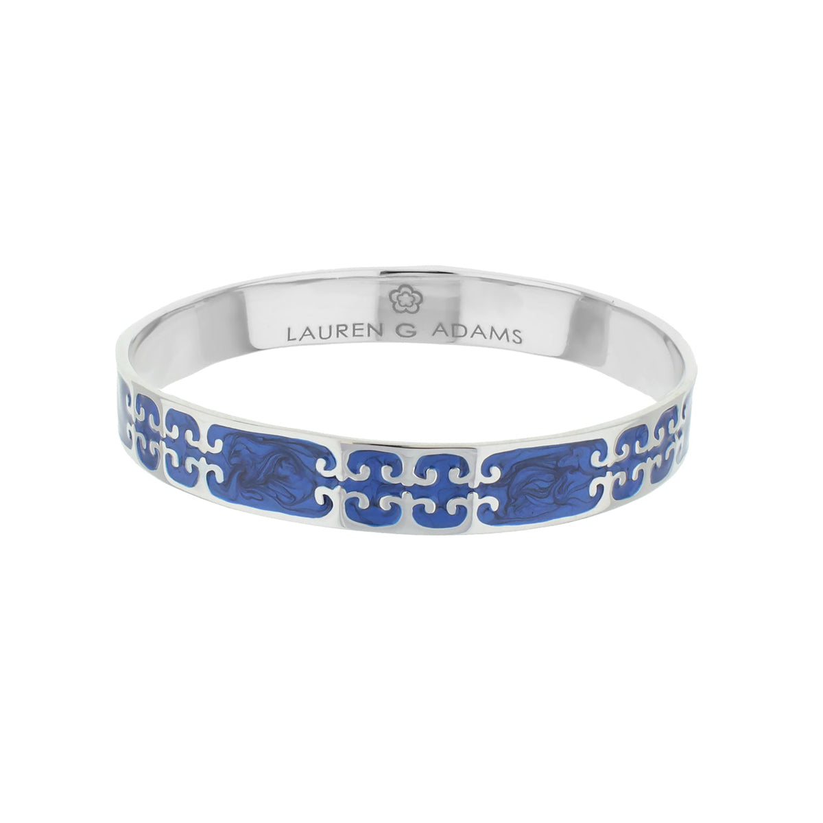 Gothic Love Slip-On Bangle bracelet silver with blue enamel wave pattern Lauren G Adams on Tampa Home & Garden Store
