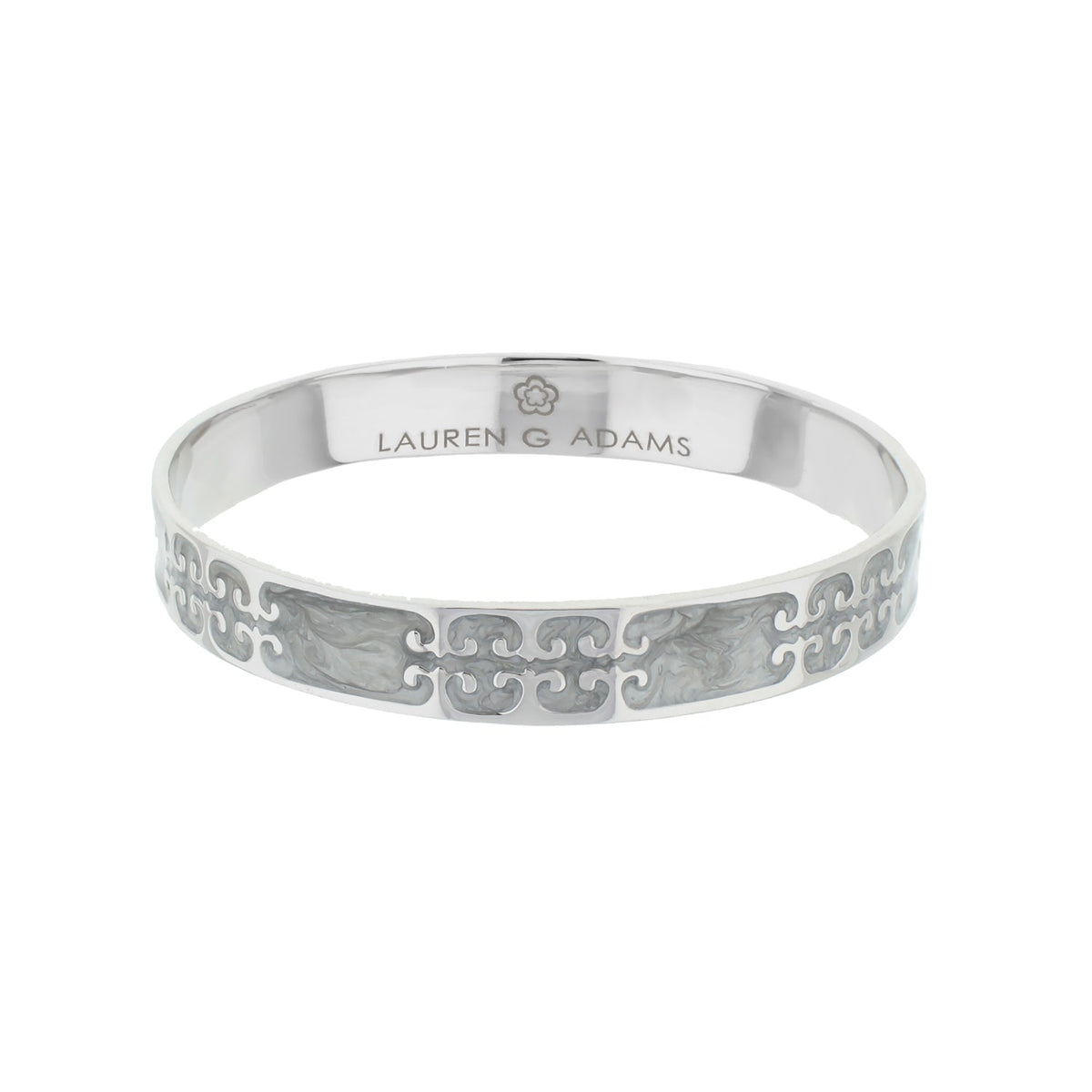 Gothic Love Slip-On Bangle in silver metal with etched scroll motif by Lauren G Adams on Tampa Home & Garden Store