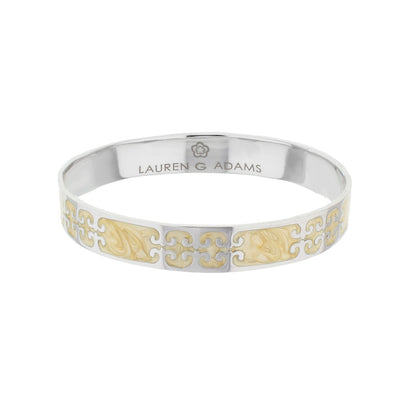 Gothic Love Slip-On Bangle by Lauren G Adams, two-tone silver bracelet with gold filigree inlay on Tampa Home & Garden Store