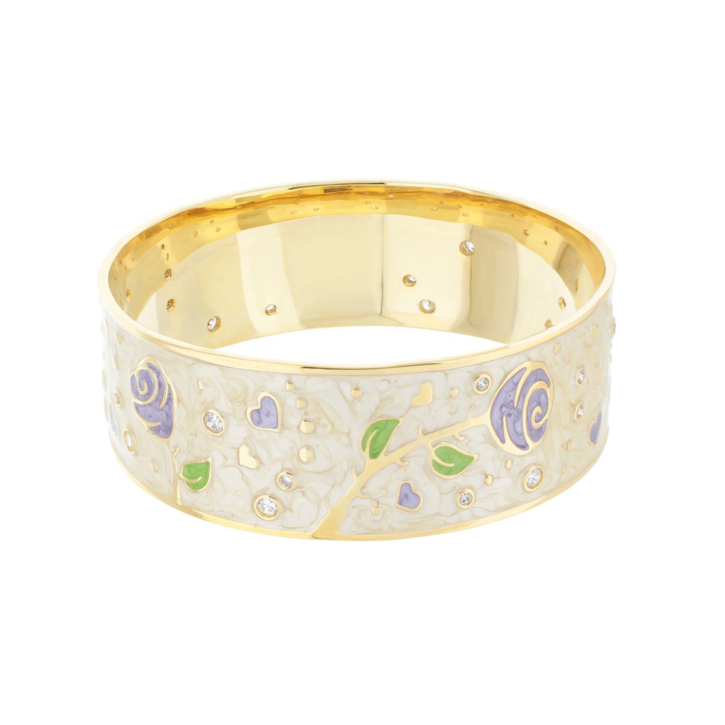 The Golden Rose Bangle and Black Daisy Enamel Charm