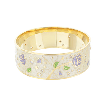 The Golden Rose Bangle and Black Daisy Enamel Charm