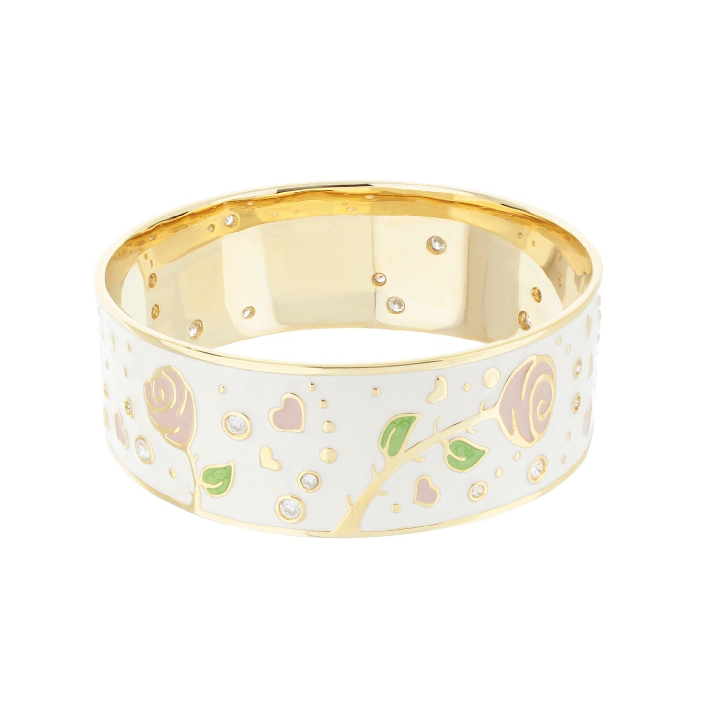 The Golden Rose Bangle and Black Daisy Enamel Charm