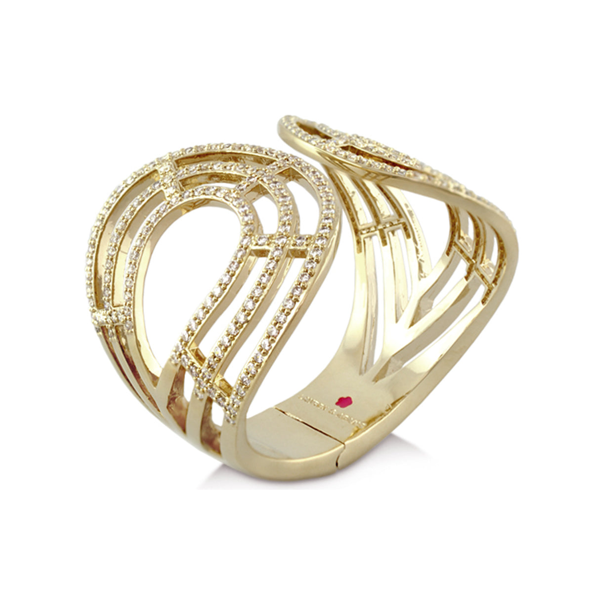 Orbital Cuff bracelet by Lauren G Adams, gold-tone multi-band pave diamonds on Tampa Home & Garden Store