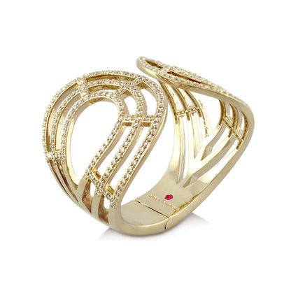 Orbital Cuff bracelet by Lauren G Adams, gold-tone multi-band pave diamonds on Tampa Home & Garden Store