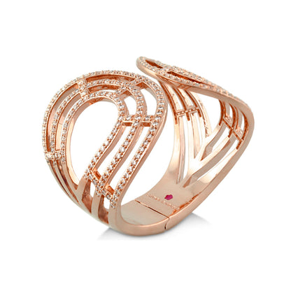 Orbital Cuff rose gold bracelet with pavé diamonds by Lauren G Adams on Tampa Home & Garden Store