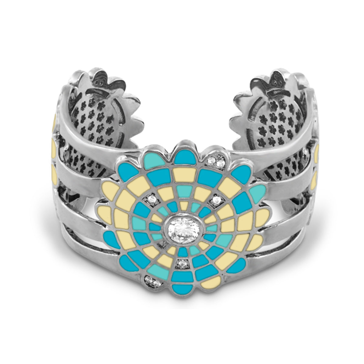 Sundial Bangle With a Radiating Enamel Detail