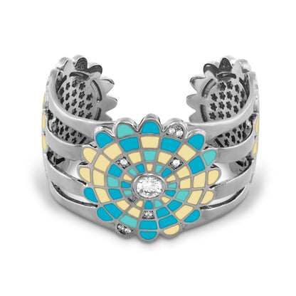 Sundial Bangle With a Radiating Enamel Detail