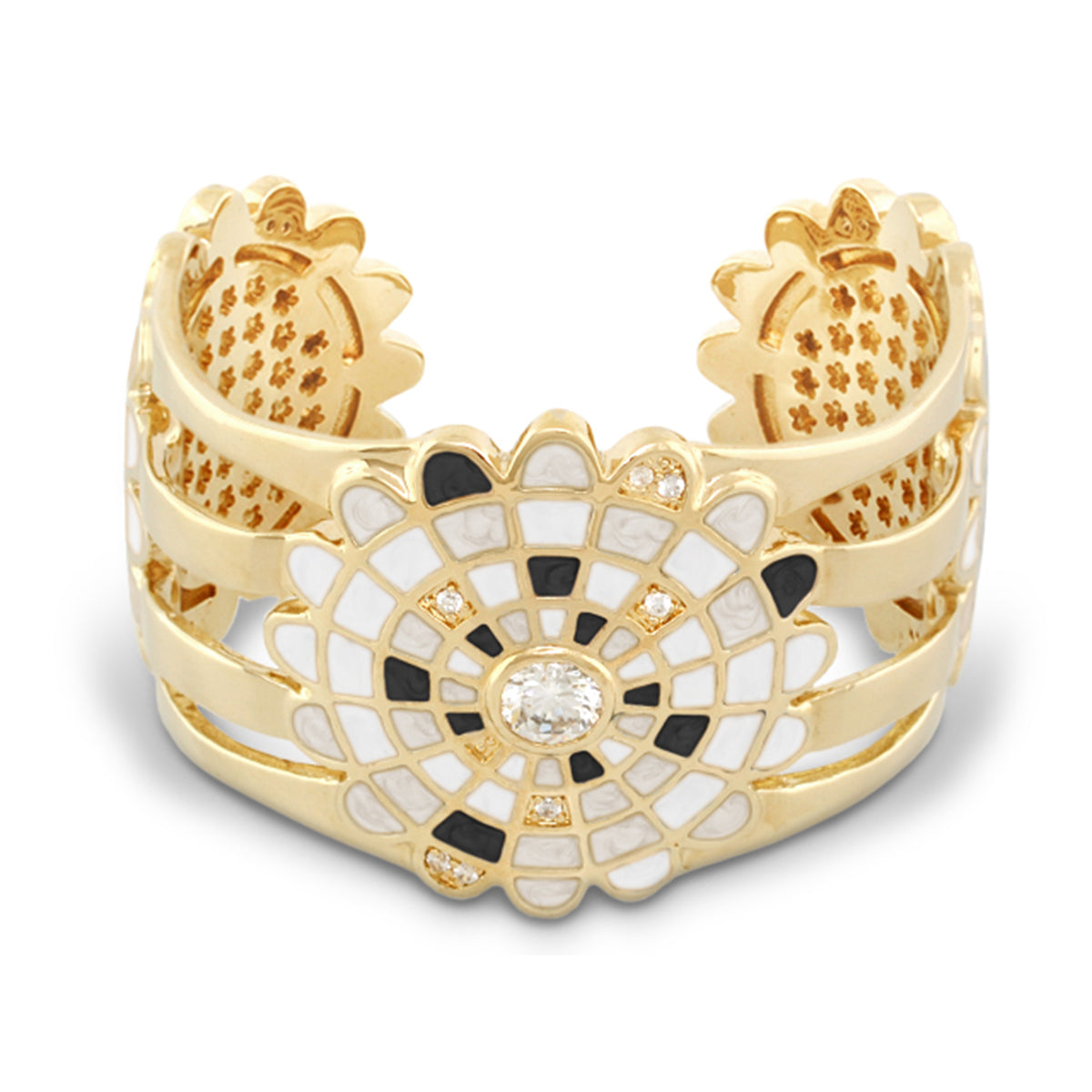 Sundial Bangle With a Radiating Enamel Detail