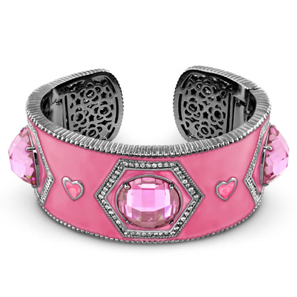 Royal Knight Cuff pink enamel bracelet with pink centerpiece and heart accents by Lauren G Adams on Tampa Home & Garden Store