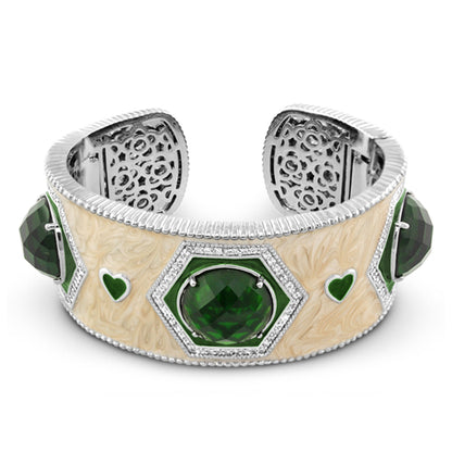 Royal Knight Cuff bracelet with green gemstone center and silver accents by Lauren G Adams on Tampa Home & Garden Store