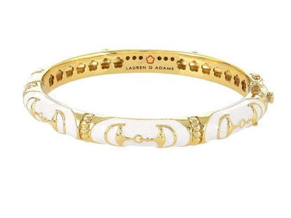 Equestrian Bangle with white enamel and gold-tone snaffle motifs by Lauren G Adams bracelet on Tampa Home & Garden Store