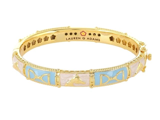 Bangle Coral Stirrup hinged safety-lock bracelet with blue enamel Lauren G Adams on Tampa Home & Garden Store