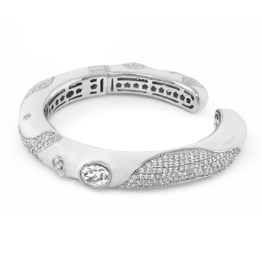 Fire And Ice hinge bengal bracelet by Lauren G Adams, silver tone with pave crystals on Tampa Home & Garden Store