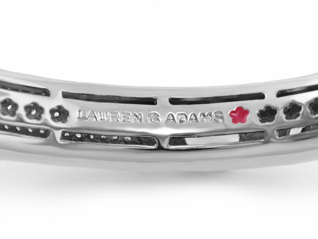 Fire And Ice hinge bangles bracelet in silver with pink flower accent by Lauren G Adams on Tampa Home & Garden Store