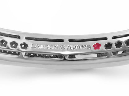 Fire And Ice hinge bangles bracelet in silver with pink flower accent by Lauren G Adams on Tampa Home & Garden Store