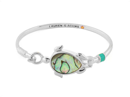 Eau Turtle Bangle Shell Inlay, silver bracelet by Lauren G Adams with shell centerpiece on Tampa Home & Garden Store