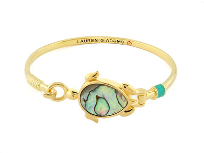 Bracelet Eau Turtle Bangle with shell inlay centerpiece, gold-tone band, Lauren G Adams on Tampa Home & Garden Store