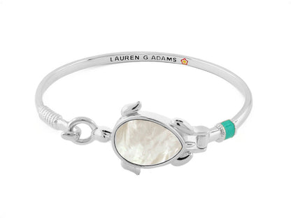 Eau Turtle Bangle with shell inlay, silver-tone bracelet by Lauren G Adams, turquoise accent on Tampa Home & Garden Store