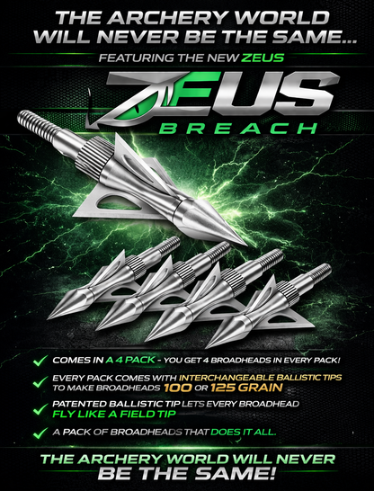 ZEUS Breach Broadheads 4-pack with interchangeable tips 100/125 grain Killz Products on Tampa Home & Garden Store