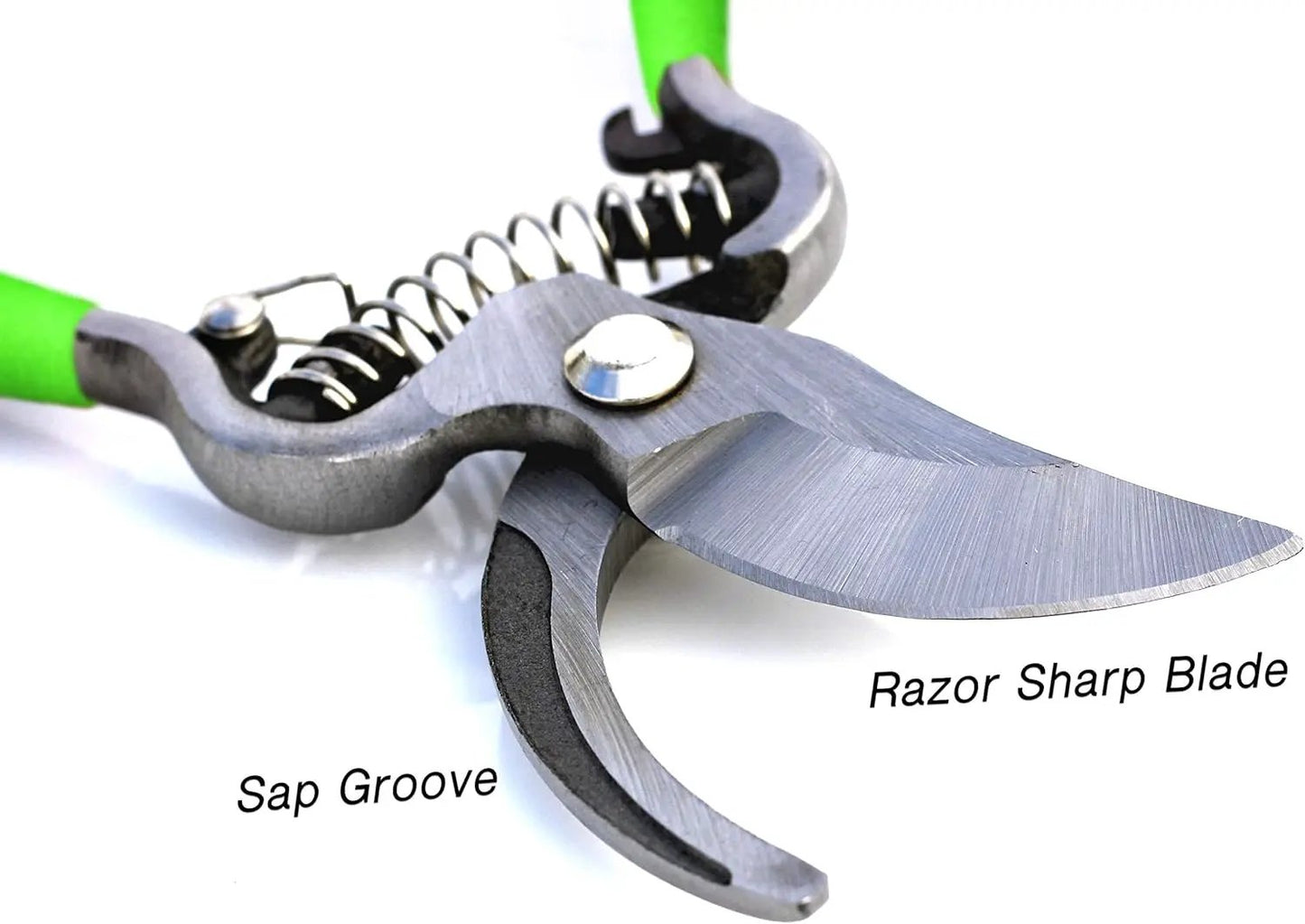 Garden Guru Classic Bypass Pruner for garden use, razor sharp blade, sap groove, green handles on Tampa Home & Garden Store
