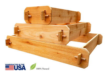 Timberlane Gardens cedar raised garden bed kit, 3-tier pyramid components, elevated planter on Tampa Home & Garden Store