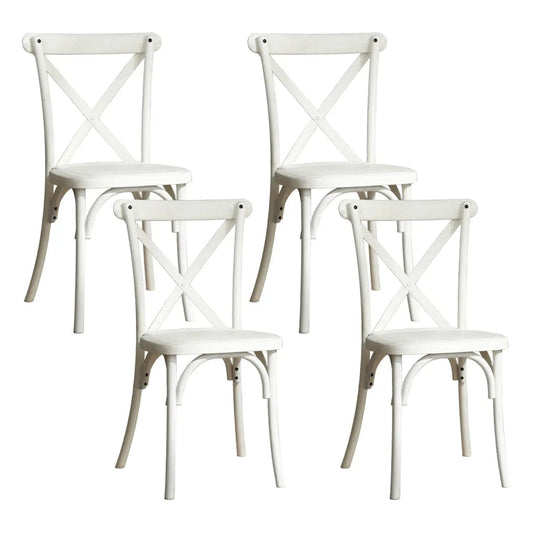 Resin cross-back dining chairs set of 4 in white, mid-century farmhouse style on Tampa Home & Garden Store