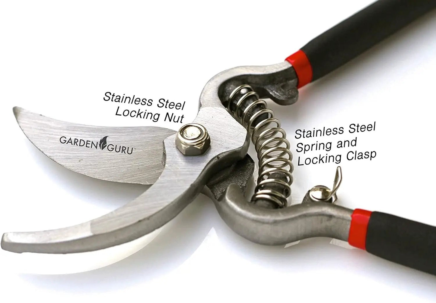Garden Guru Classic Bypass Pruning Shears with stainless steel spring and locking clasp on Tampa Home & Garden Store