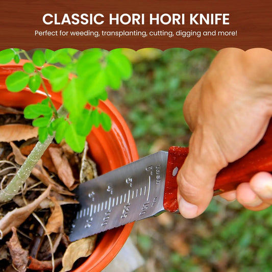 Ensemble de luxe de couteaux de jardin Hori Hori 