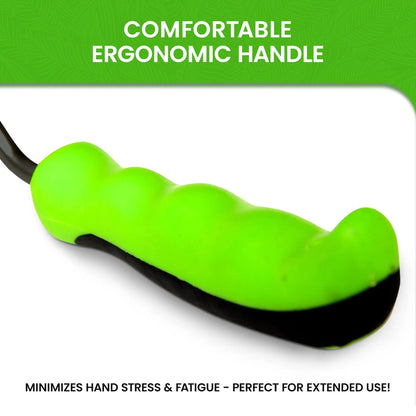 Garden Guru two-in-one garden cultivator rake hoe with ergonomic lime-green handle on Tampa Home & Garden Store