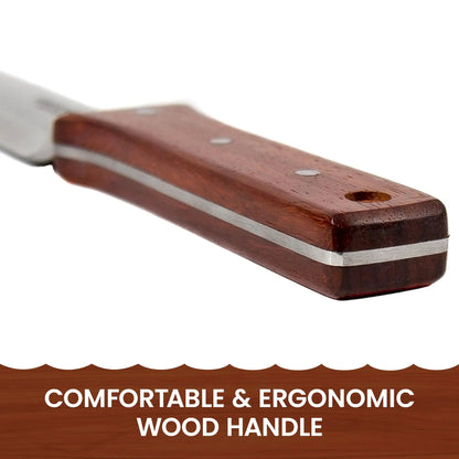 Hori Hori garden knife with wooden ergonomic handle and metal blade for precise weeding on Tampa Home & Garden Store