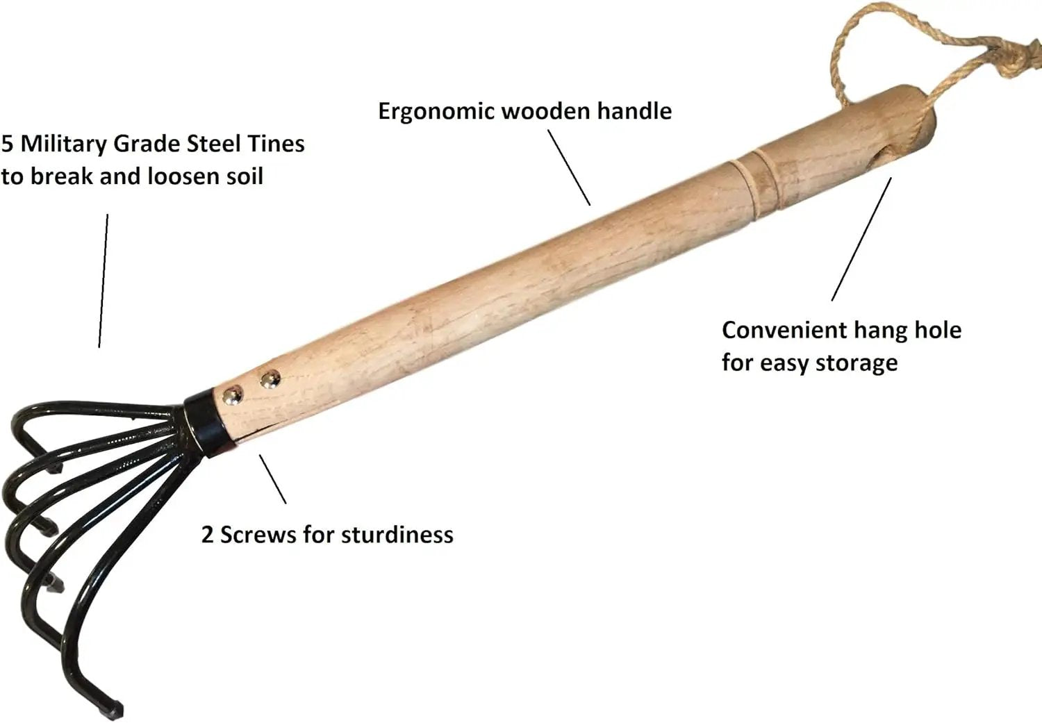 Garden Claw Cultivator Rake wooden handle five steel tines Garden Guru on Tampa Home & Garden Store