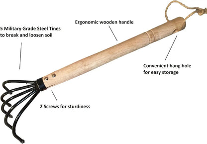 Garden Claw Cultivator Rake wooden handle five steel tines Garden Guru on Tampa Home & Garden Store