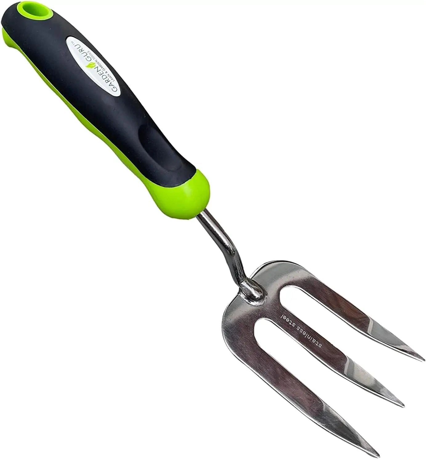 Garden Hand Fork Weeder Tool Garden Guru stainless steel, black-green grip on Tampa Home & Garden Store