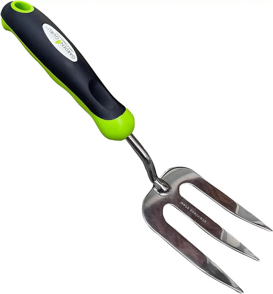 Garden Hand Fork Weeder Tool Garden Guru stainless steel, black-green grip on Tampa Home & Garden Store