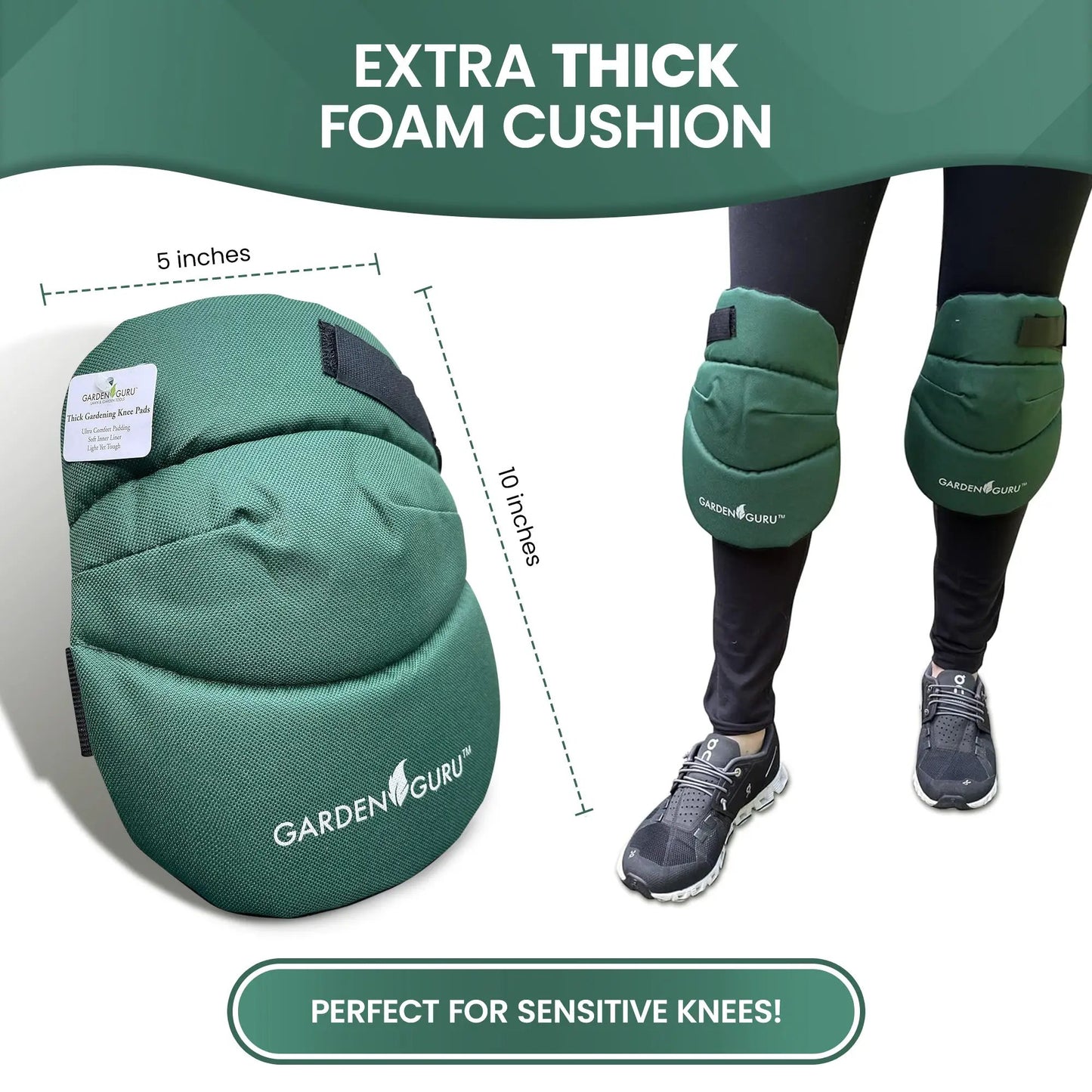 Extra Cushioned Gardening Kneepads With Straps green foam pads with straps by Garden Guru pair on Tampa Home & Garden Store