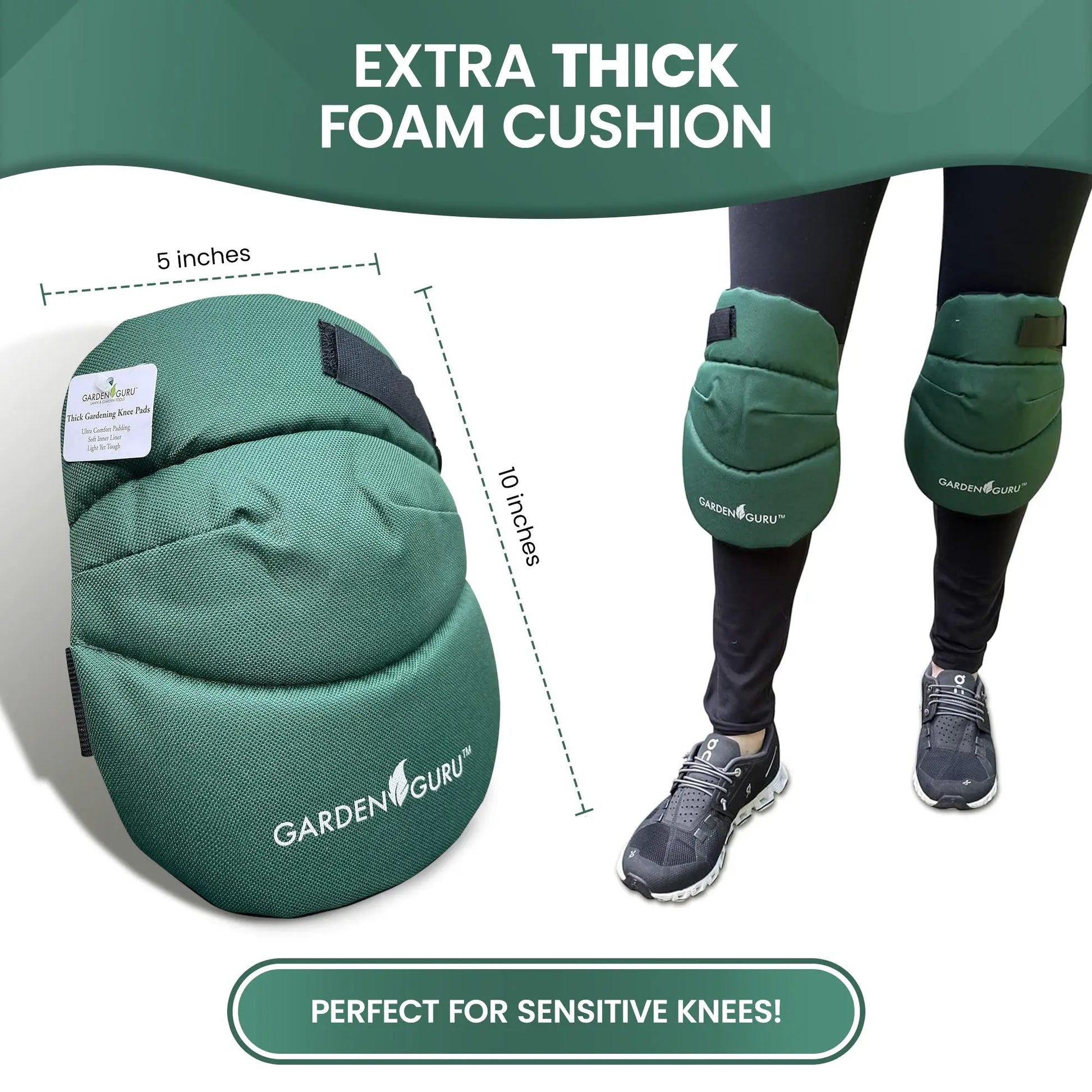 Extra Cushioned Gardening Kneepads With Straps green foam pads with straps by Garden Guru pair on Tampa Home & Garden Store